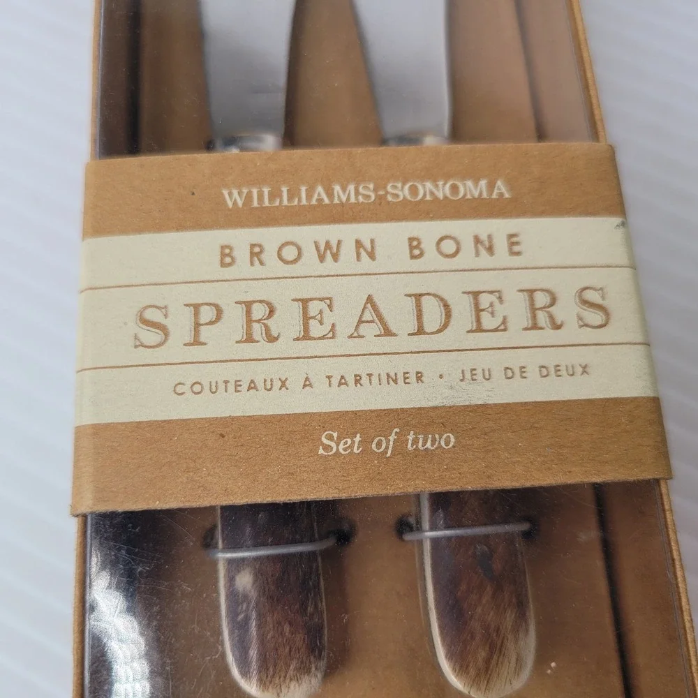 Williams‎ Sonoma Brown Bone & Stainless Spreaders Cheese Knife Set NEW Old Stock
